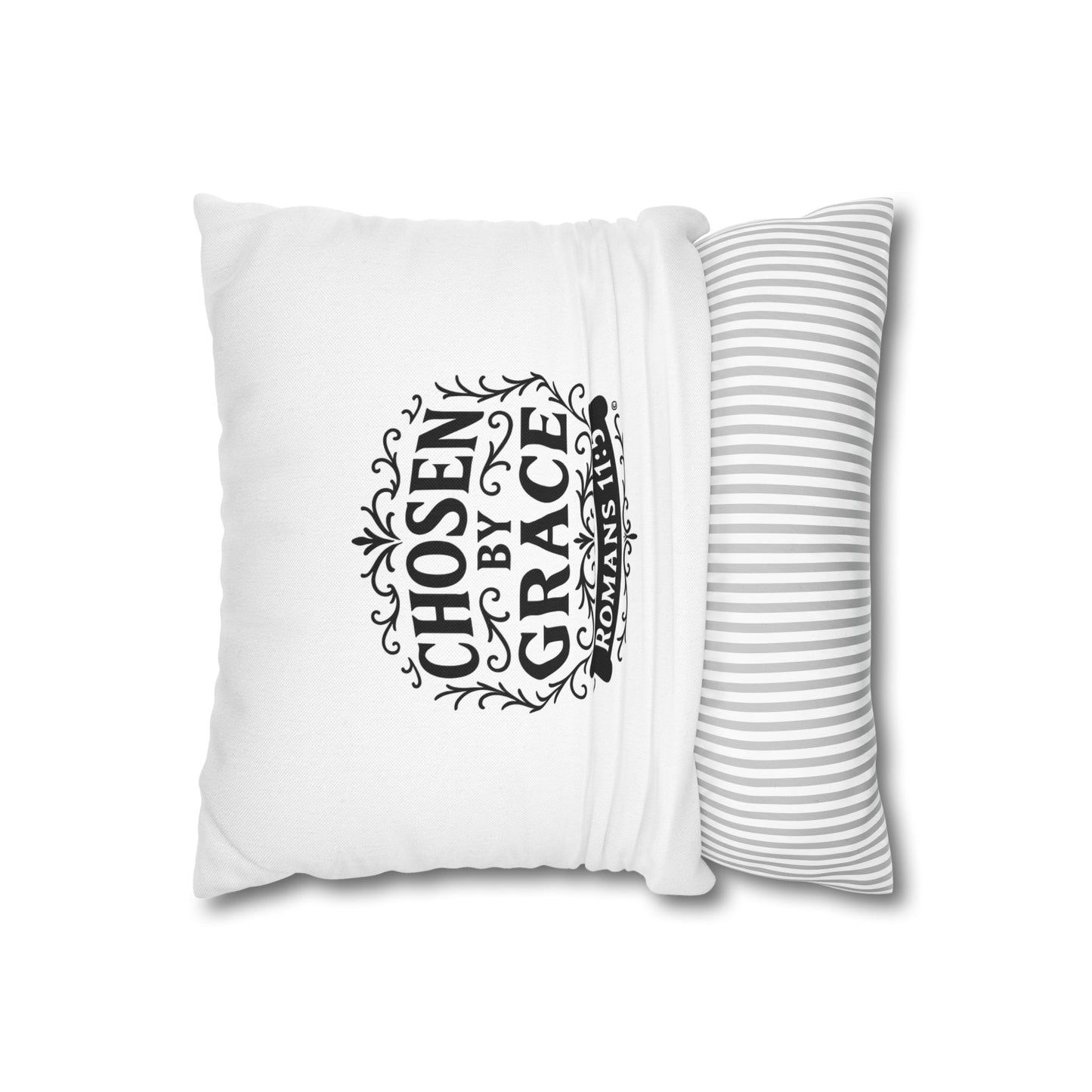 Chosen by Grace (Black Lettering) Square Pillow Cover | Inspirational Home Decor | Gifts for Faith (Pillow not included)