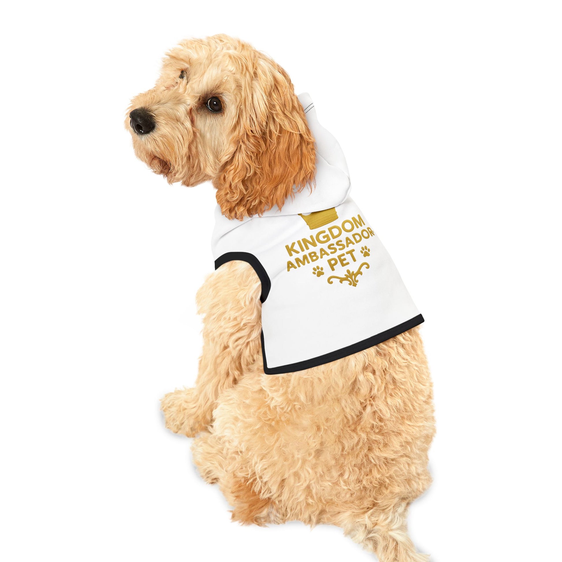 Kingdom Ambassador Pet (Gold Lettering) Hoodie for Stylish Companions | Cute Pet Clothing, Dog Hoodie, Pet Apparel, Stylish Dog Wear, Pet Gifts - Cross Apparel USA
