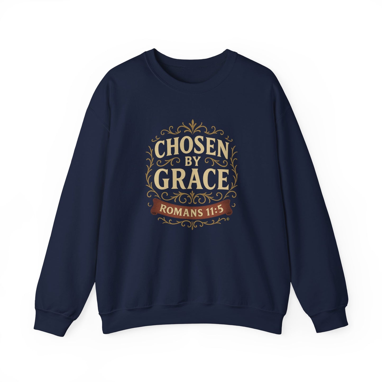 Chosen by Grace (Full Color) Unisex Crewneck Sweatshirt - Inspirational Gift, Christian Apparel, Faith-Based Fashion, Cozy Casual Wear, Bible Verse Sweatshirt