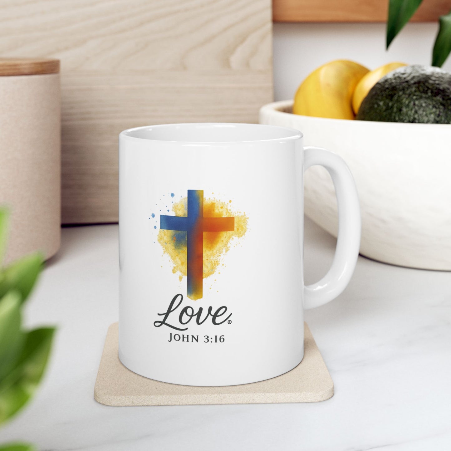 Love (Full Color) Ceramic Mug, Inspirational Gift, Coffee Cup for Faith, Gift of Believers, Devotional Drinkware (11oz, 15oz)