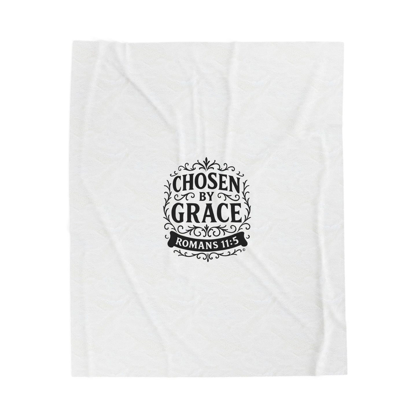 Chosen by Grace (Black Lettering) Plush Blanket, Inspirational Home Decor, Faith-Based Decor, Modern Plush Blanket