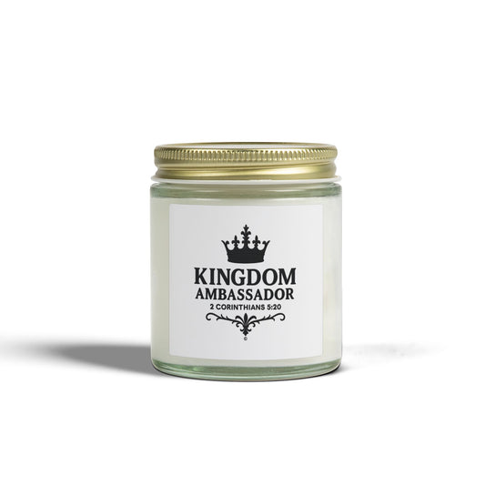 Kingdom Ambassador (Black Lettering) Scented Candle - Coconut Apricot Wax, Inspirational Home Decor, Gifts for Believers, Relaxation