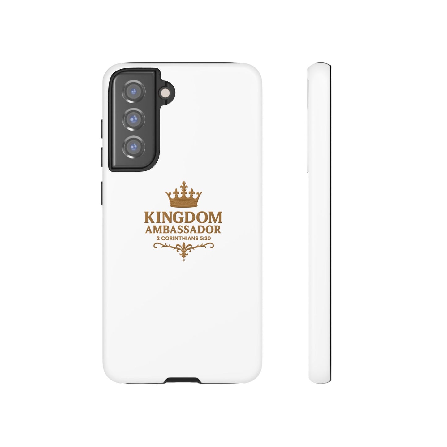 Kingdom Ambassador (Gold Lettering) Rugged Phone Case, Inspirational Mobile Cover, Gift for Faith Lovers, Faith-Based Protector