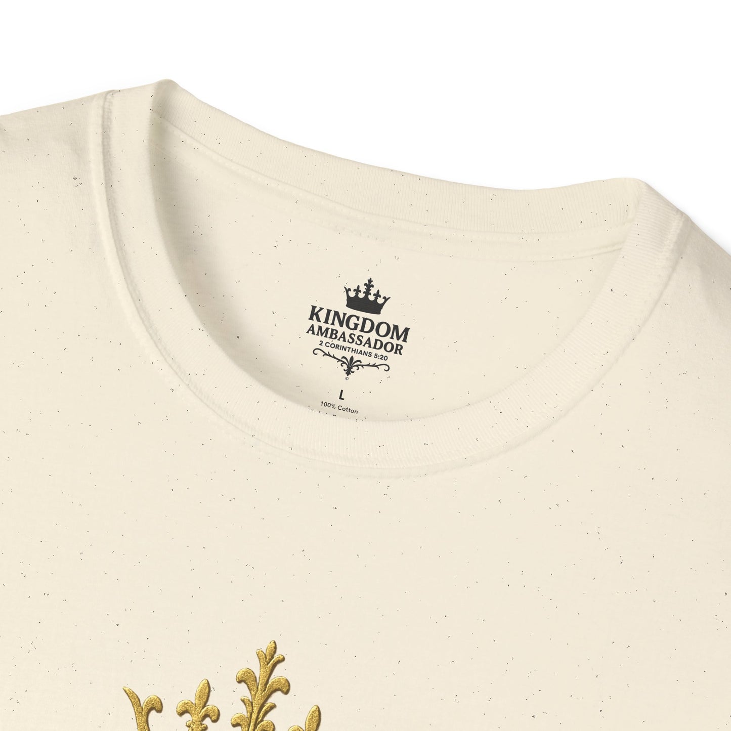 Kingdom Ambassador (Gold Lettering) T-Shirt | Unisex Softstyle Tee for Faith, Community Events, Gifts for Believers