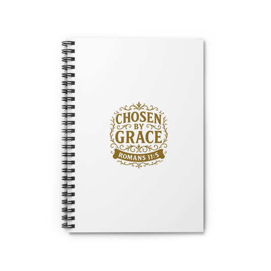Chosen by Grace (Gold Lettering) Inspirational Spiral Notebook, Christian Journal, Bible Study Supplies, Faith Gift, Daily Planner - Cross Apparel USA