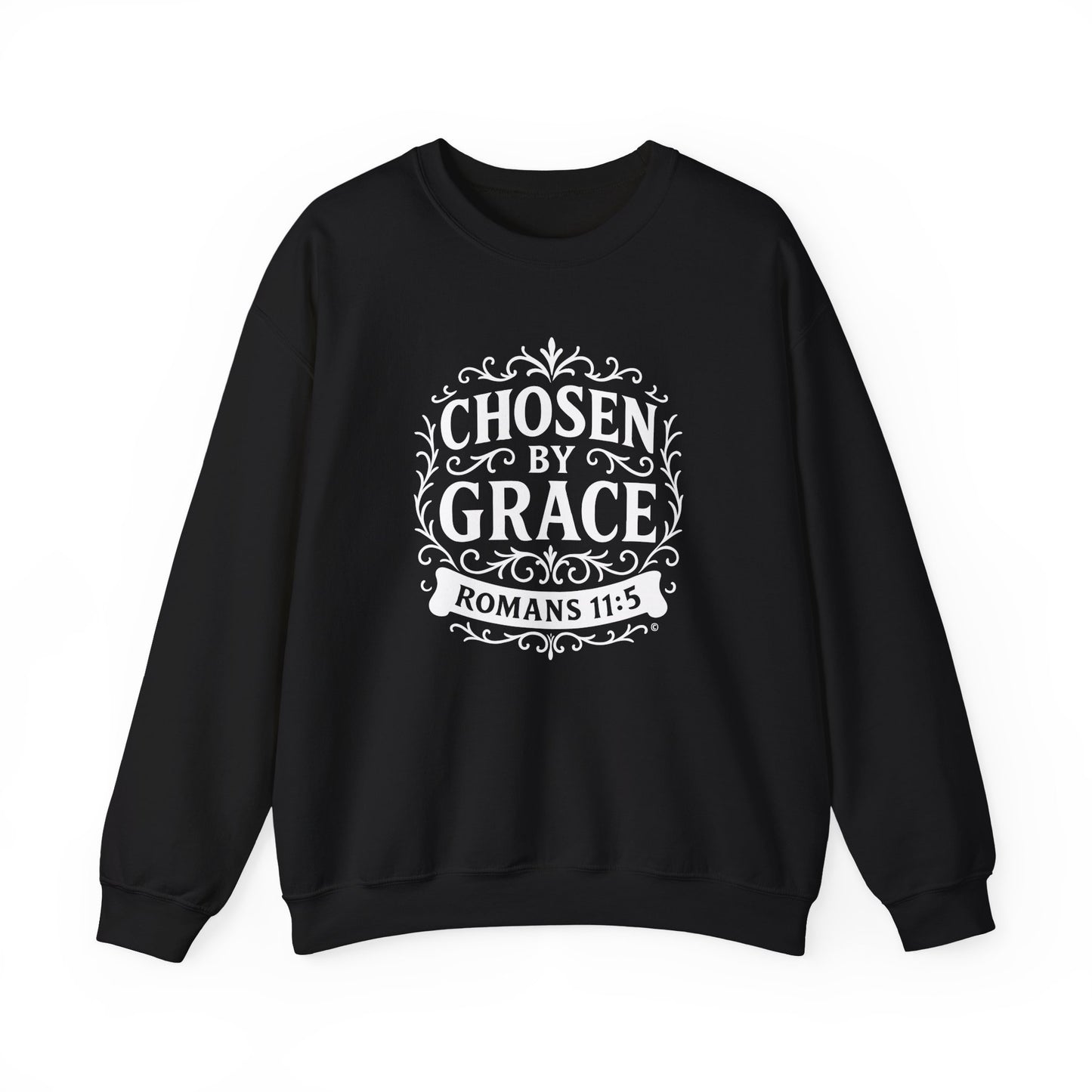 Chosen by Grace (White Lettering) Unisex Crewneck Sweatshirt - Inspirational Gift, Faith-Based Apparel, Cozy Casual Wear, Bible Verse Sweatshirt