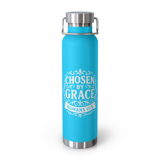 Chosen by Grace (White Lettering) Insulated Water Bottle, Motivational Gift, Faith-Based Drinkware, Inspirational Travel Mug, Biblical Verse Bottle