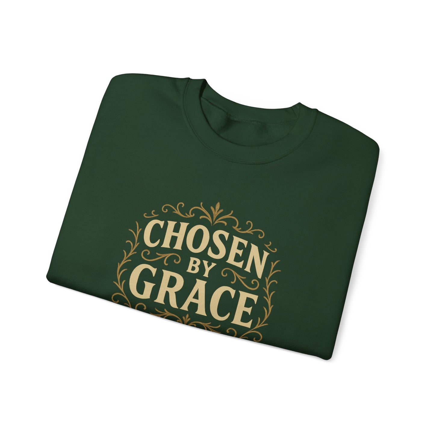 Chosen by Grace (Full Color) Unisex Crewneck Sweatshirt - Inspirational Gift, Christian Apparel, Faith-Based Fashion, Cozy Casual Wear, Bible Verse Sweatshirt
