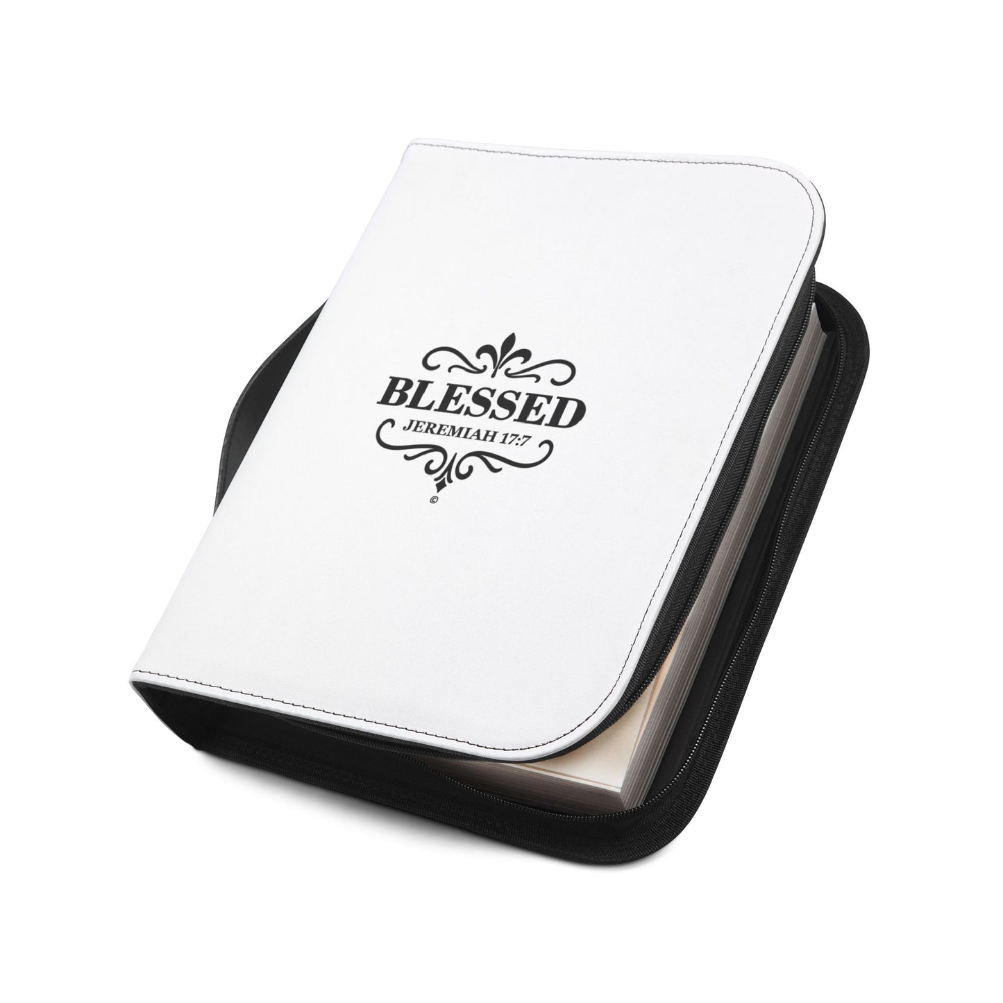 Blessed (Black Lettering) Inspirational Bible Cover, Gift for Believers, Faith-Based Book Cover - Cross Apparel USA