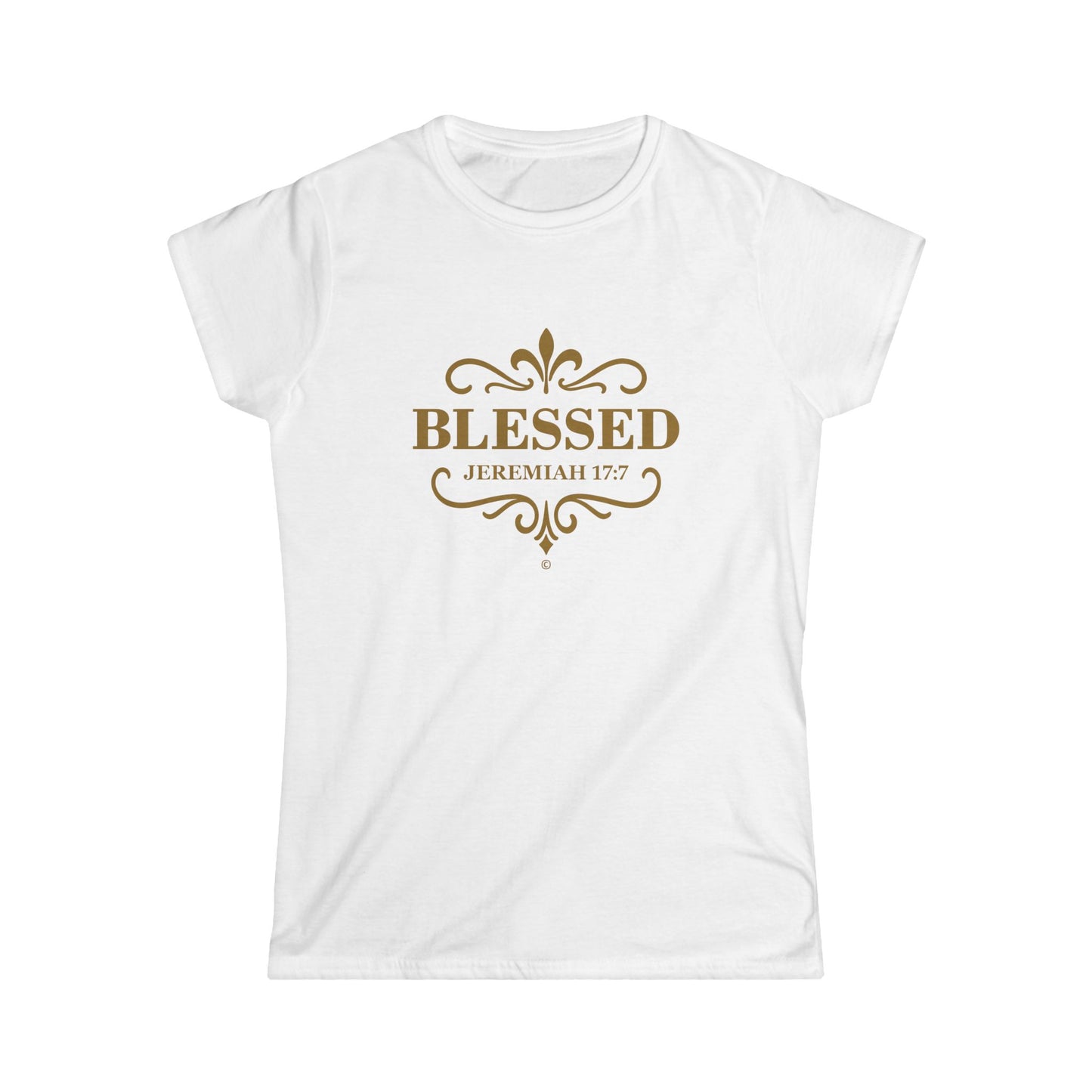 Blessed (Gold Lettering) Women's Softstyle Tee - Cross Apparel USA