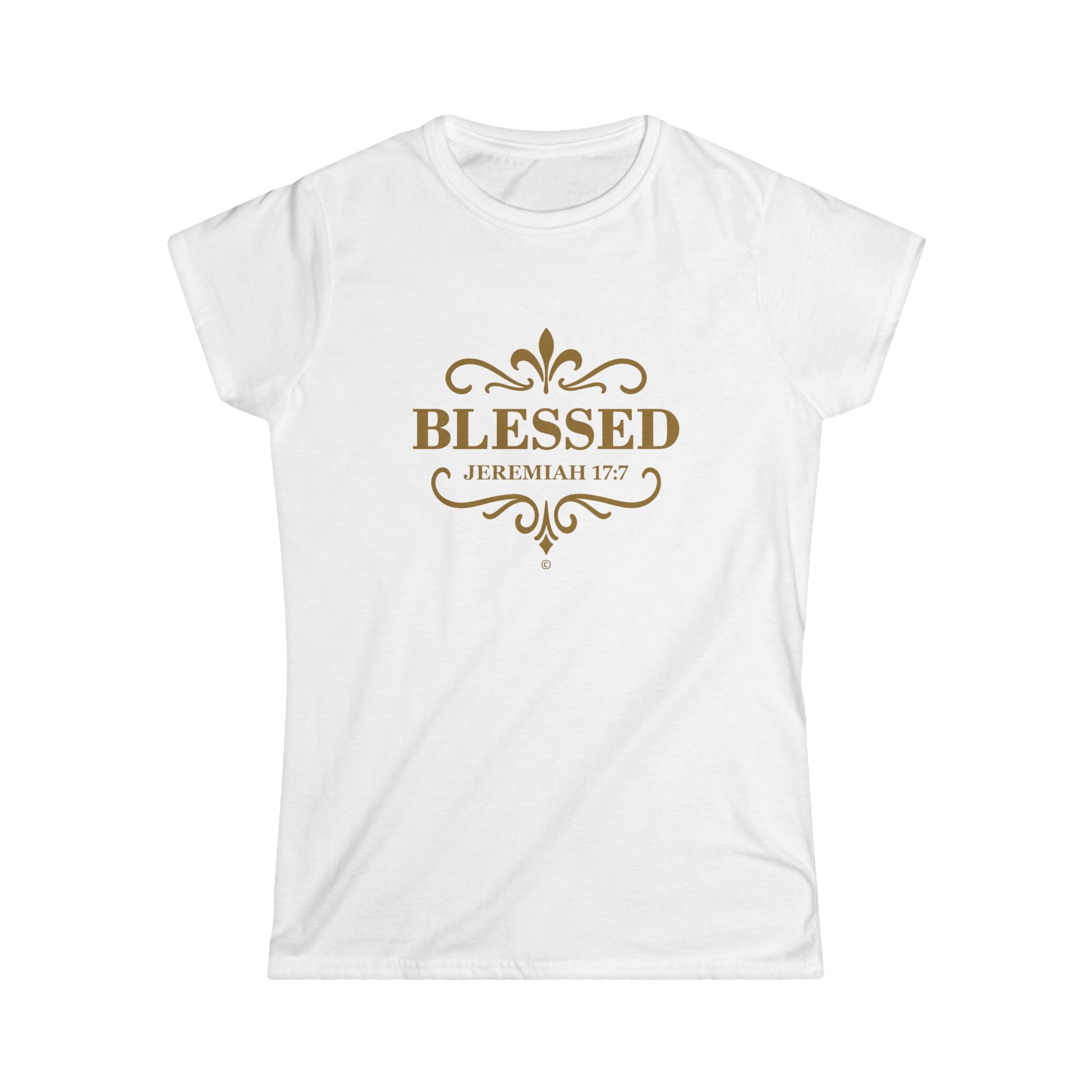 Blessed (Gold Lettering) Women's Softstyle Tee - Cross Apparel USA