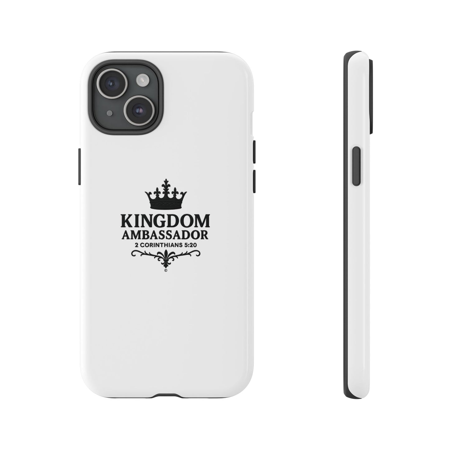 Kingdom Ambassador (Black Lettering) Rugged Phone Case, Inspirational Mobile Cover, Gift for Faith Lovers, Faith-Based Protector - Cross Apparel USA