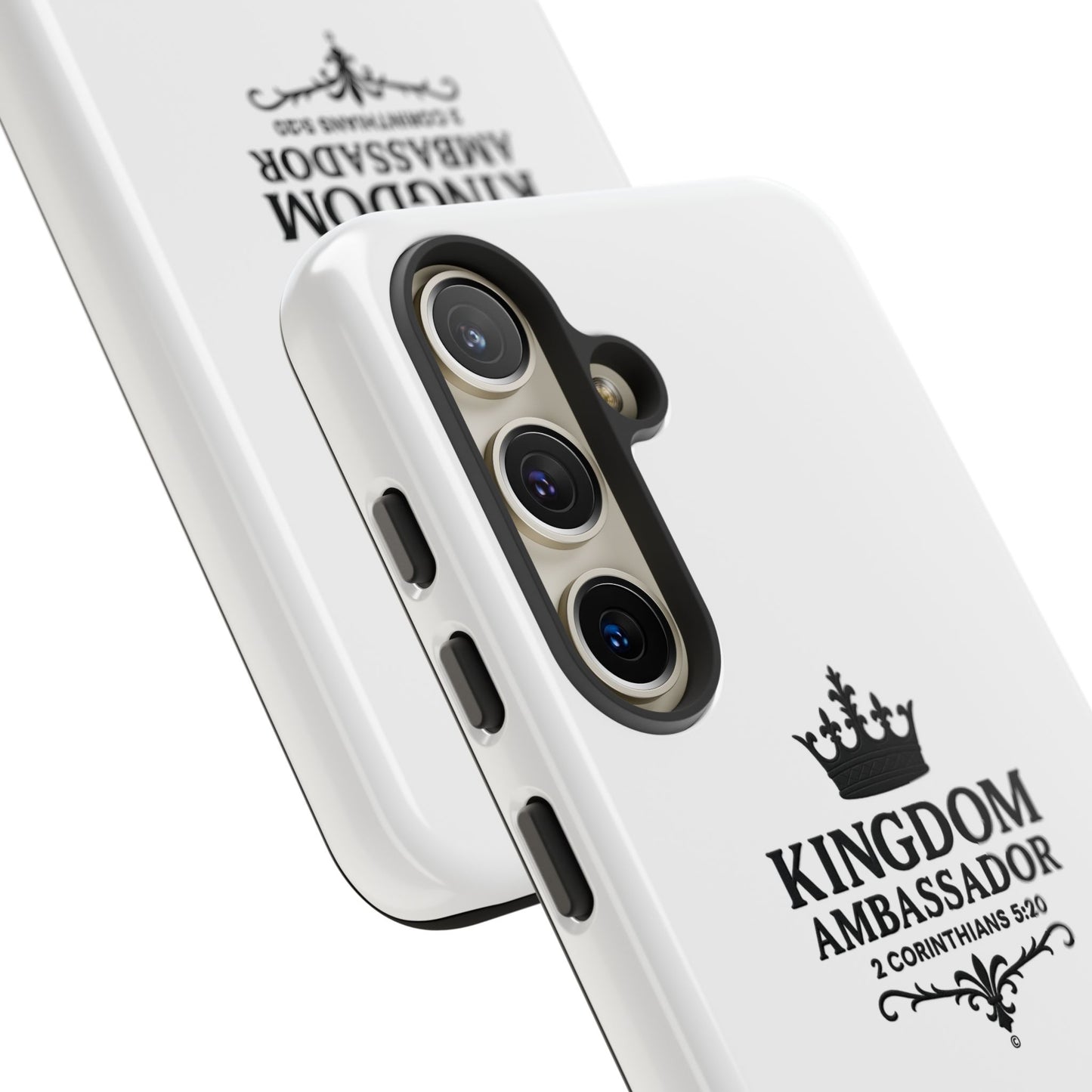 Kingdom Ambassador (Black Lettering) Rugged Phone Case, Inspirational Mobile Cover, Gift for Faith Lovers, Faith-Based Protector - Cross Apparel USA