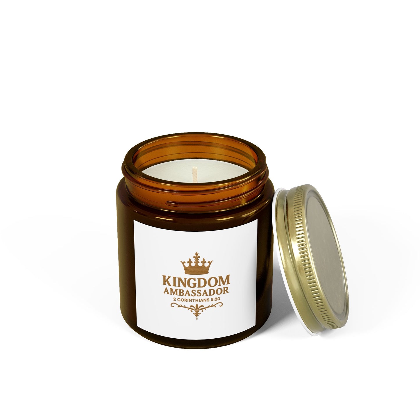 Kingdom Ambassador (Gold Lettering) Scented Candle - Coconut Apricot Wax, Inspirational Home Decor, Gifts for Believers, Relaxation
