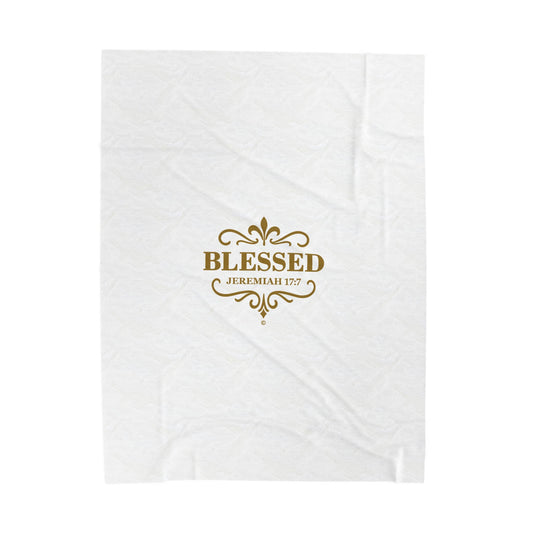 Blessed (Gold Lettering) Plush Blanket, Inspirational Home Decor, Faith-Based Decor, Modern Plush Blanket