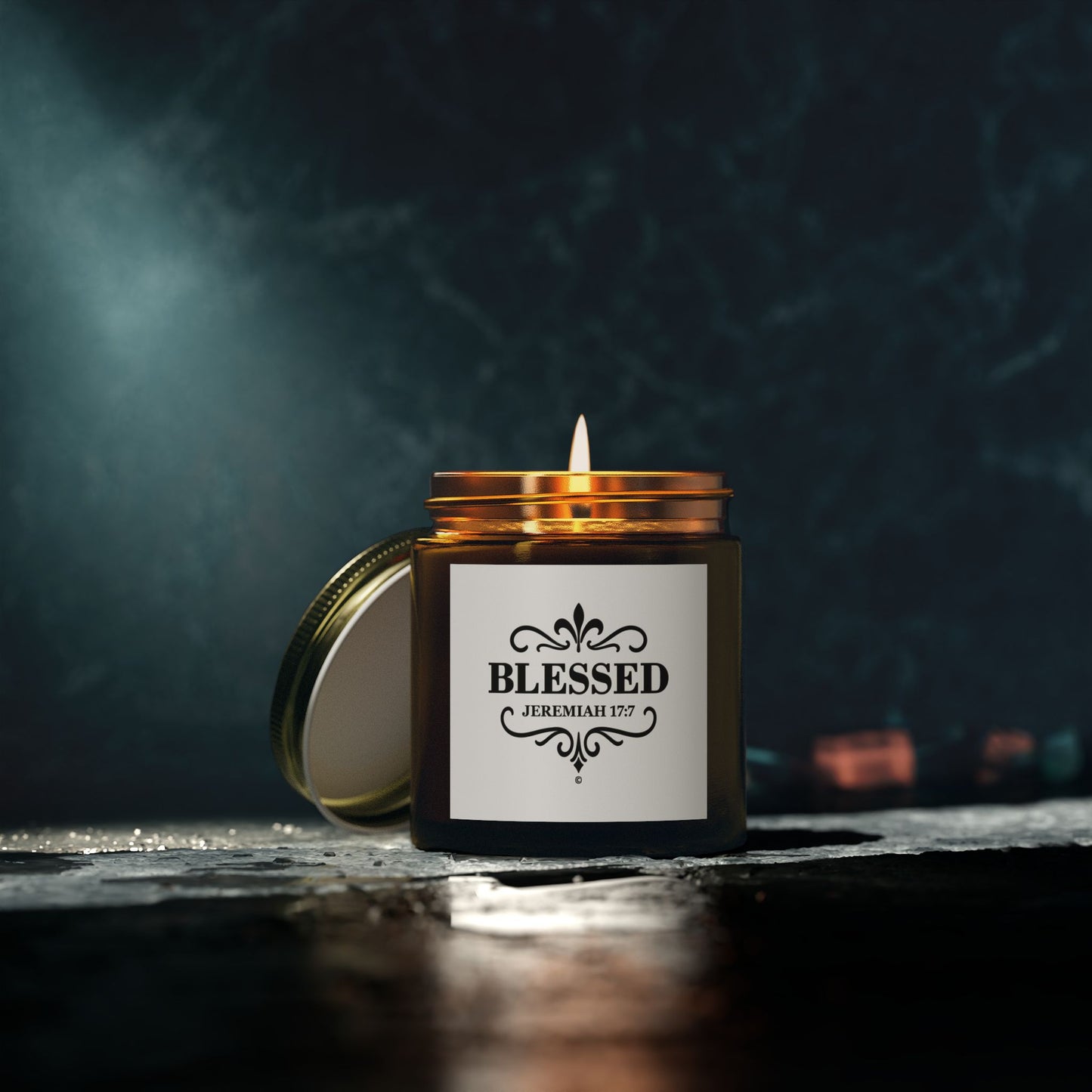 Blessed (Black Lettering) Scented Candle - Coconut Apricot Wax, Inspirational Home Decor, Relaxation, Gifts for Believers