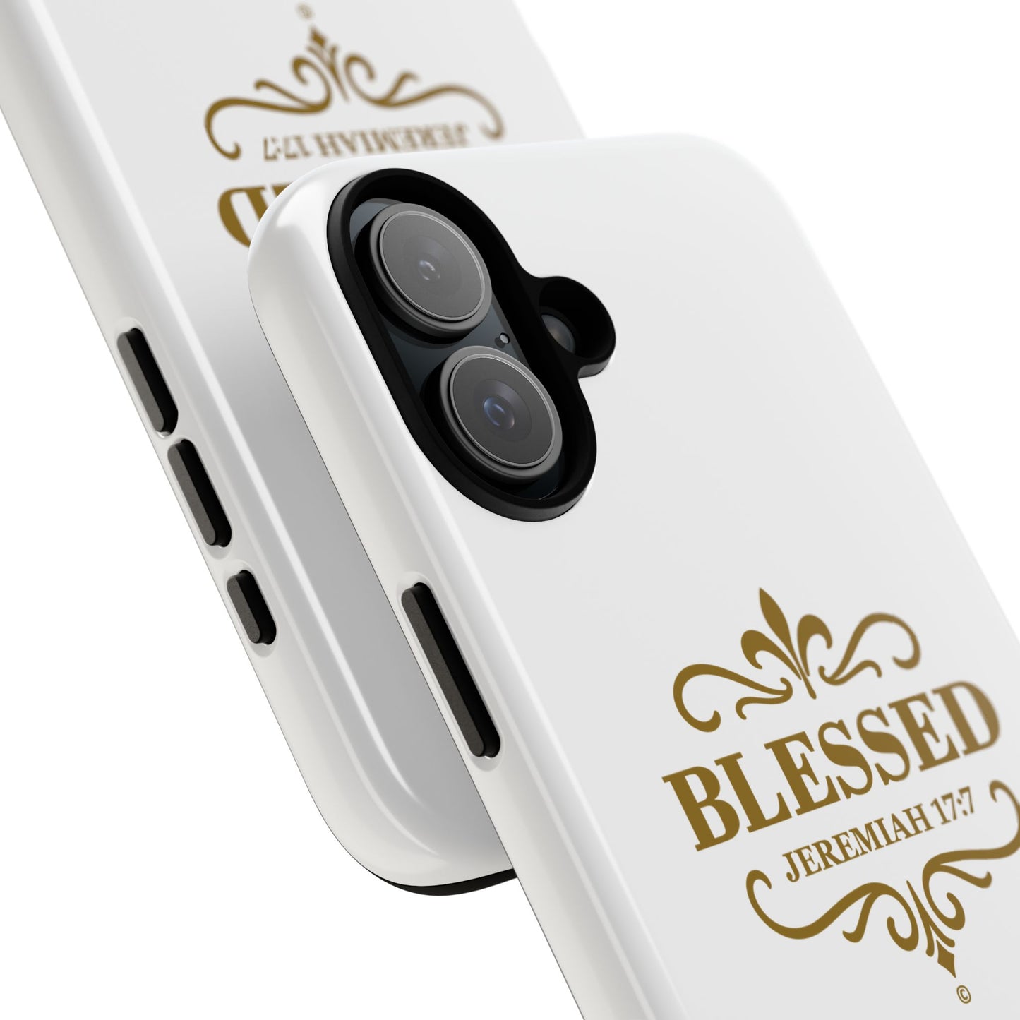 Blessed (Gold Lettering), Rugged Phone Case, Inspirational Mobile Cover, Gift for Faith Lovers, Faith-Based Protector - Cross Apparel USA