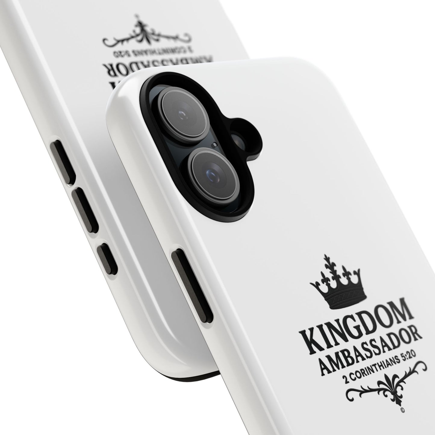 Kingdom Ambassador (Black Lettering) Rugged Phone Case, Inspirational Mobile Cover, Gift for Faith Lovers, Faith-Based Protector - Cross Apparel USA
