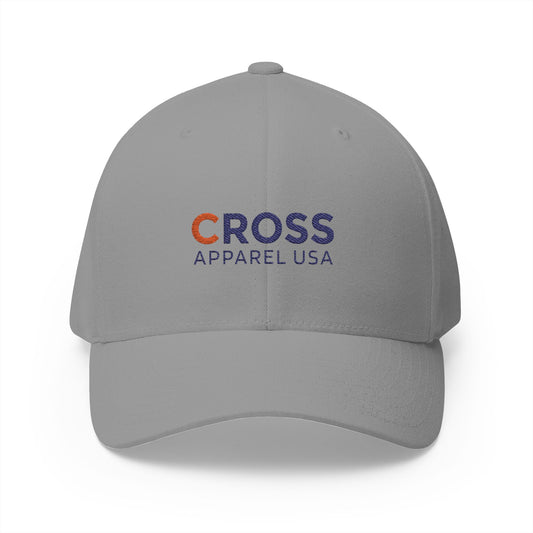 Cross Apparel USA Branded (Black Lettering) Embroidered Closed-Back Flex Fit Cap, Inspirational Streetwear, Gift for Believers, Faith-based Accessories