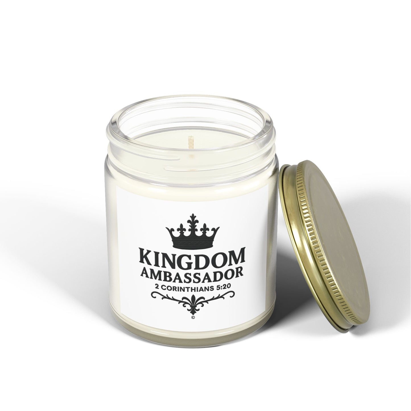 Kingdom Ambassador (Black Lettering) Scented Candle - Coconut Apricot Wax, Inspirational Home Decor, Gifts for Believers, Relaxation
