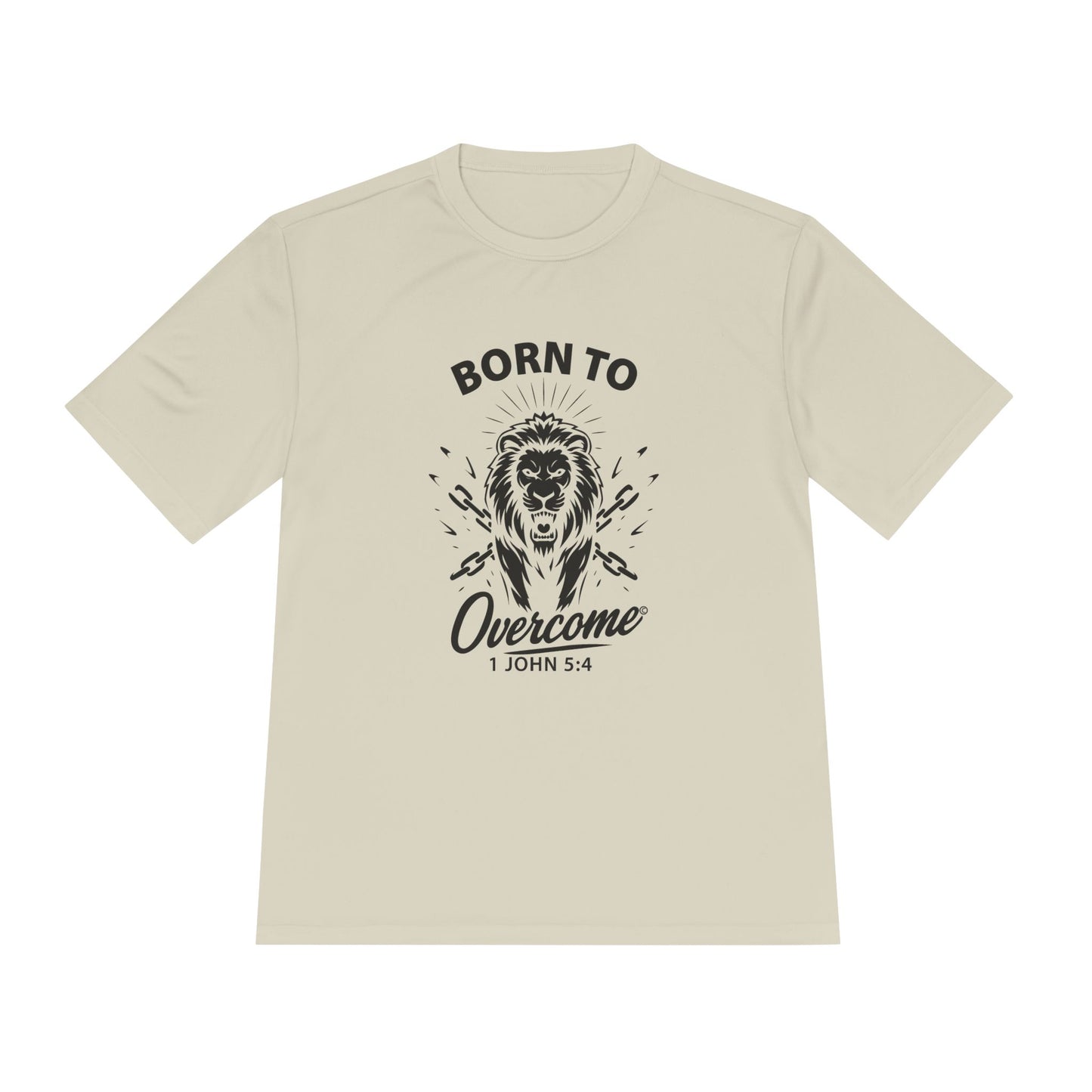 Born to Overcome (Black Lettering) Activewear Performance Moisture Wicking Tee, Faith-Based Workout Shirt, Inspirational Fitness Gear, Gift for Fitness Lovers, Bible Verse T-Shirt - Cross Apparel USA