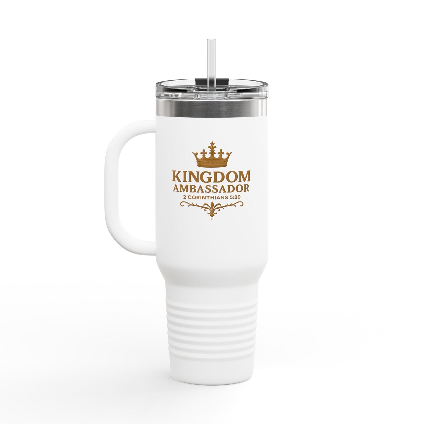 Kingdom Ambassador (Gold Lettering) Insulated Travel Mug, 40oz - Motivational Drinkware, Perfect for Believers, Inspirational Gifts, Faith-based Designs