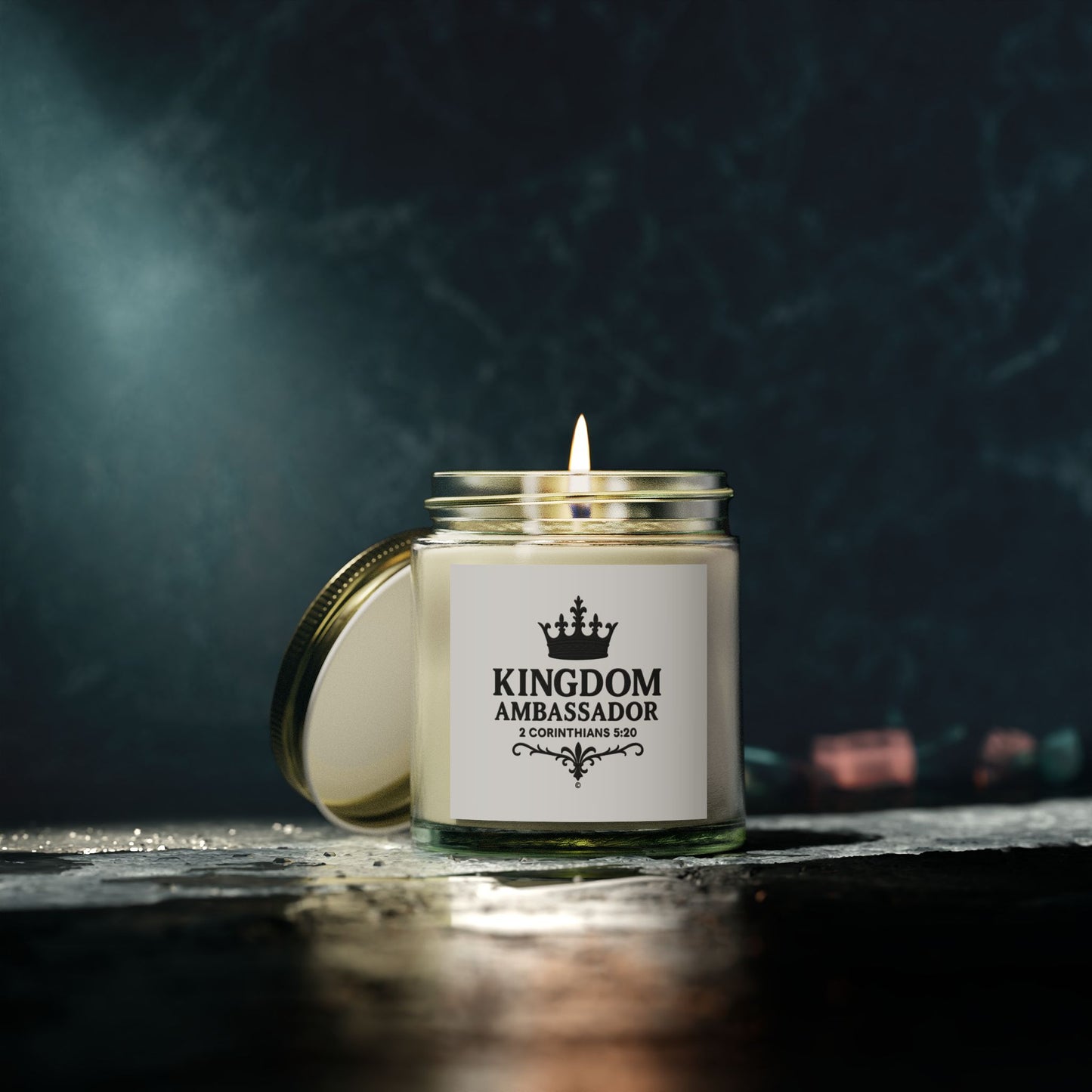 Kingdom Ambassador (Black Lettering) Scented Candle - Coconut Apricot Wax, Inspirational Home Decor, Gifts for Believers, Relaxation