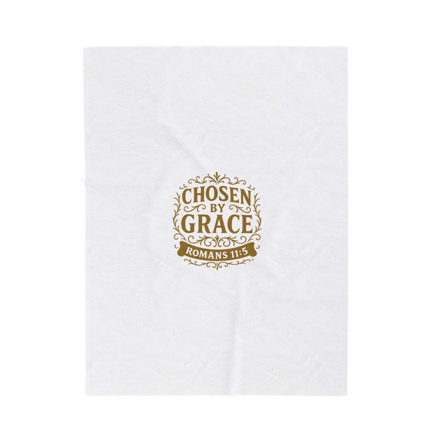 Chosen by Grace (Gold Lettering) Plush Blanket, Inspirational Home Decor, Faith-Based Decor, Modern Plush Blanket