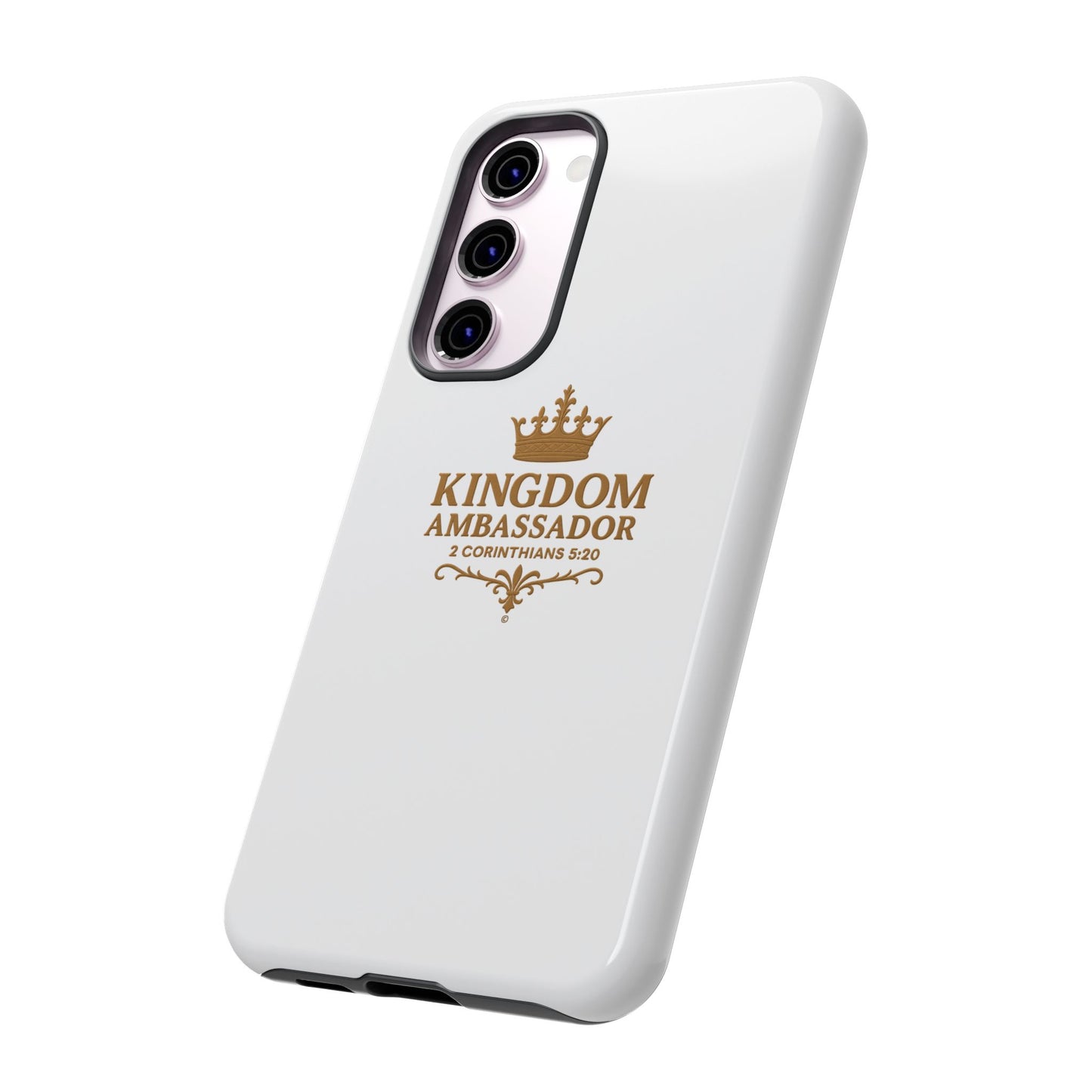 Kingdom Ambassador (Gold Lettering) Rugged Phone Case, Inspirational Mobile Cover, Gift for Faith Lovers, Faith-Based Protector