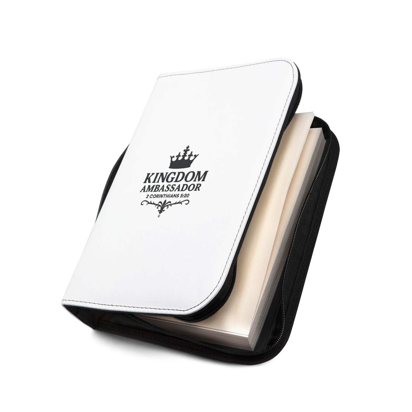 Kingdom Ambassador (Black Lettering) Inspirational Bible Cover, Gift for Believers, Faith-Based Book Cover - Cross Apparel USA