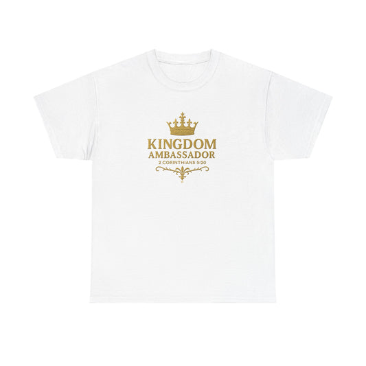 Kingdom Ambassador (Gold Lettering) Unisex Heavy Cotton Tee - Cross Apparel USA