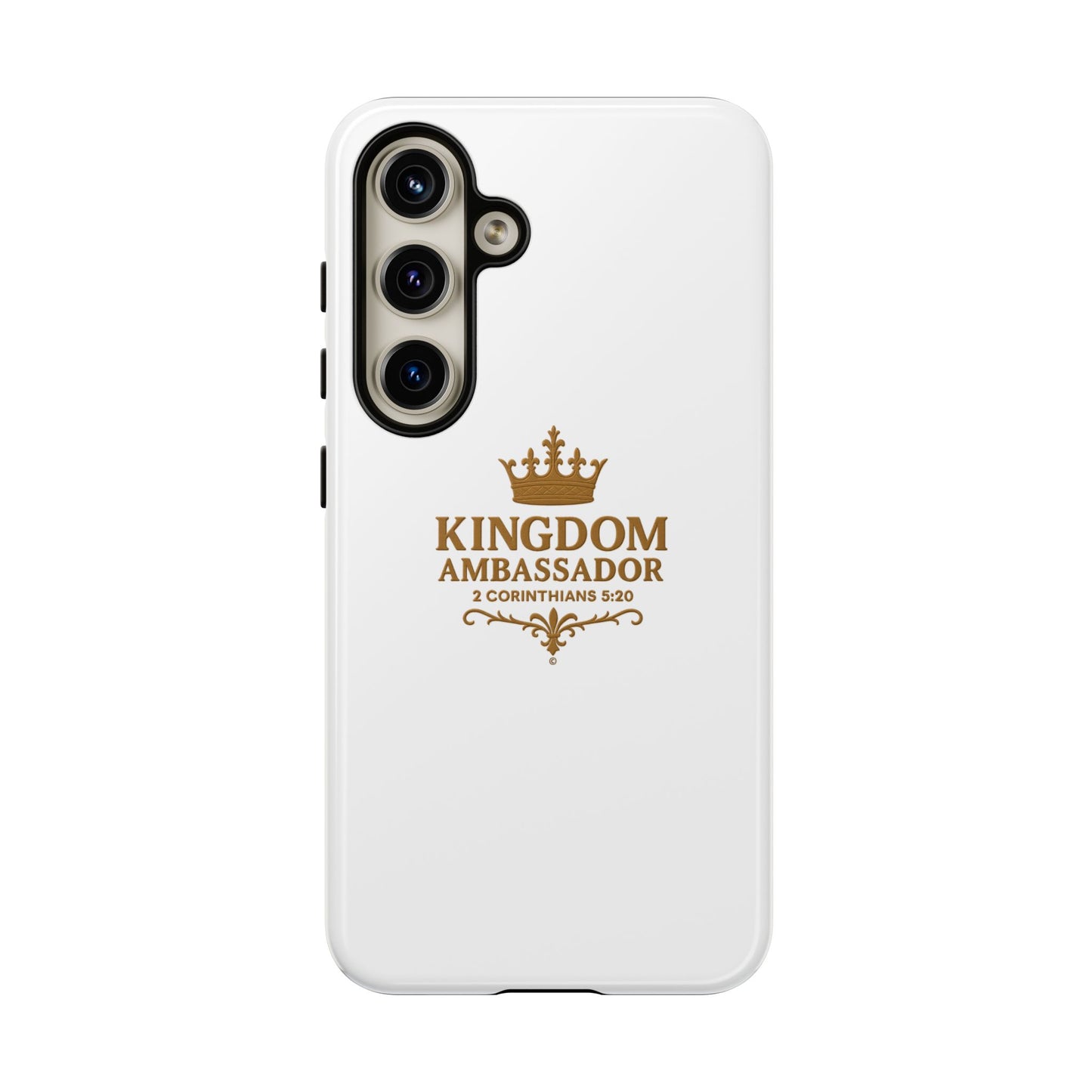 Kingdom Ambassador (Gold Lettering) Rugged Phone Case, Inspirational Mobile Cover, Gift for Faith Lovers, Faith-Based Protector