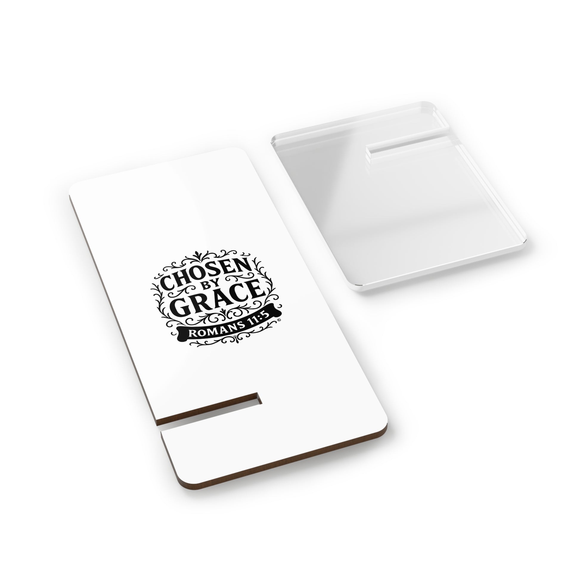 Chosen by Grace (Black) Smartphone Display Stand, Desk Organizer, Gift for Students, Office Decor, Home Office Accessory - Cross Apparel USA