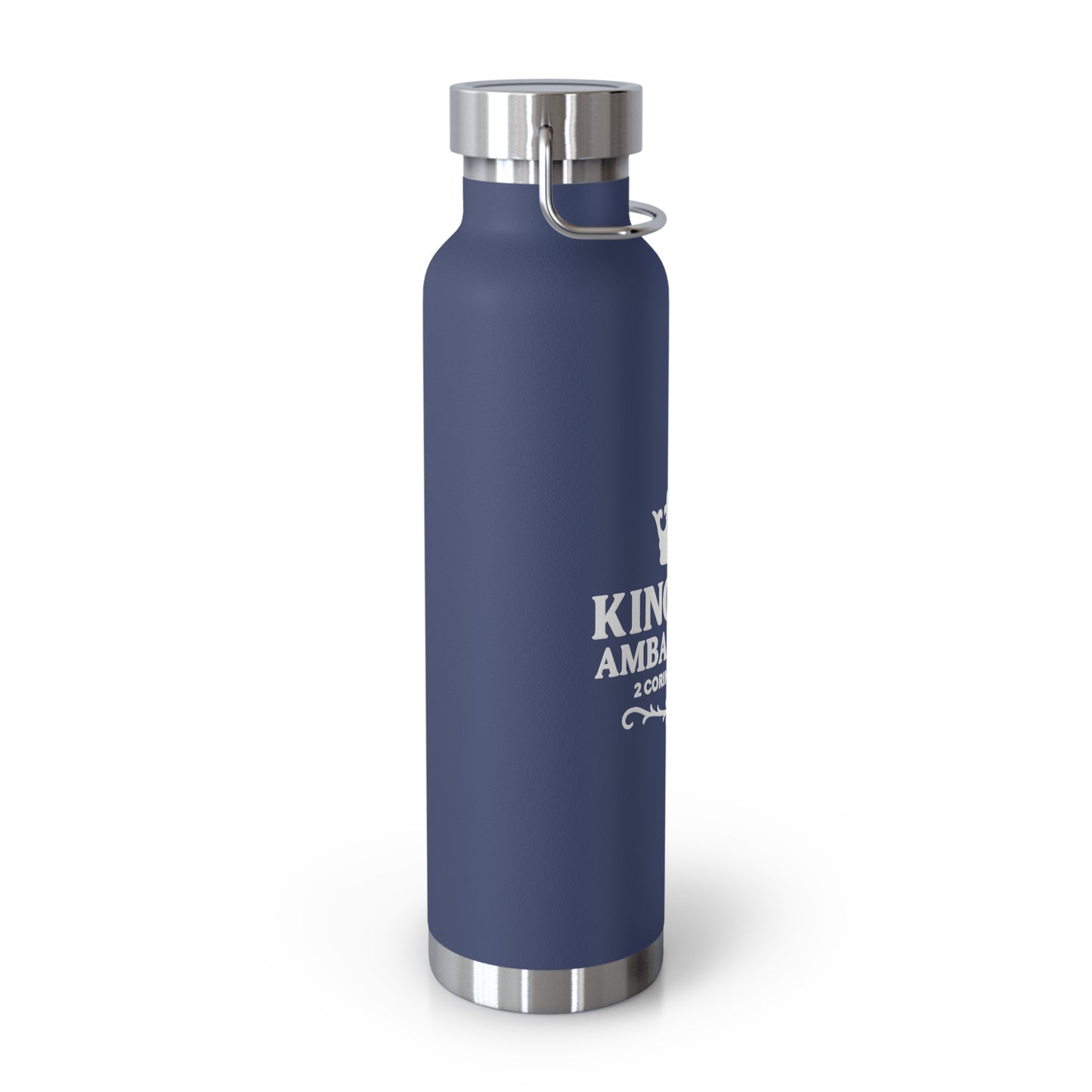 Kingdom Ambassador (White Lettering) Insulated Water Bottle, 22oz - Motivational Gift for Believers, Holiday, Travel, Fitness, Eco-Friendly