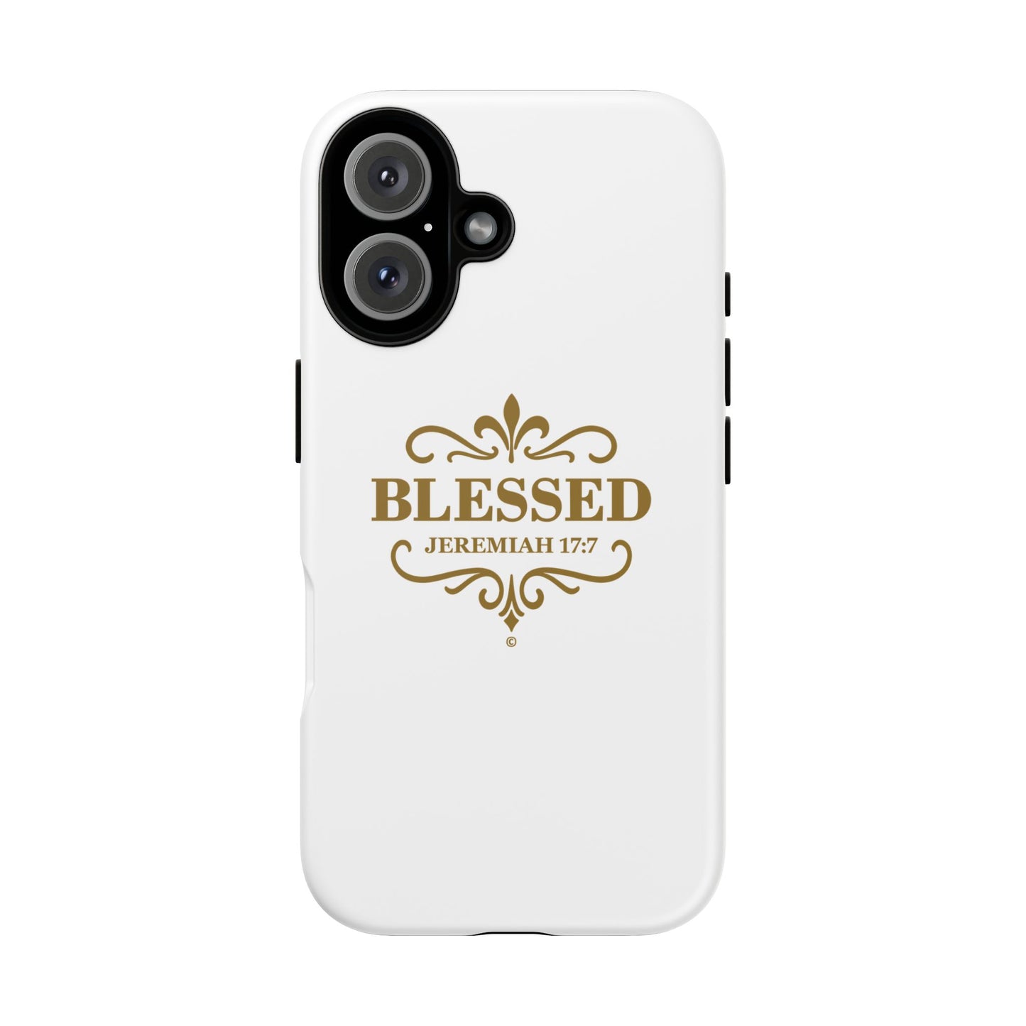 Blessed (Gold Lettering), Rugged Phone Case, Inspirational Mobile Cover, Gift for Faith Lovers, Faith-Based Protector - Cross Apparel USA