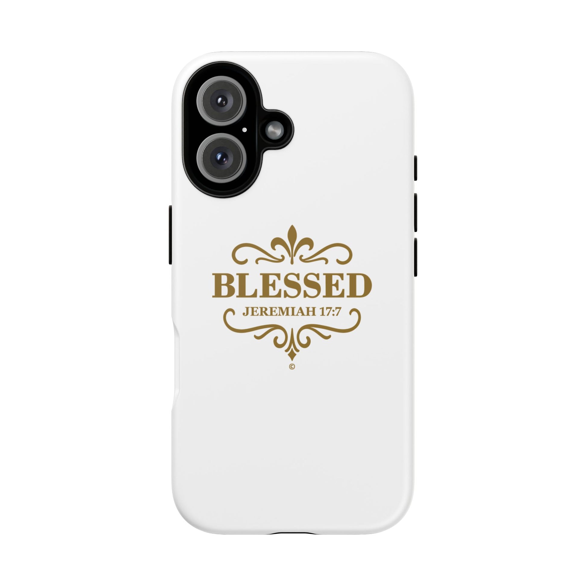 Blessed (Gold Lettering), Rugged Phone Case, Inspirational Mobile Cover, Gift for Faith Lovers, Faith-Based Protector - Cross Apparel USA