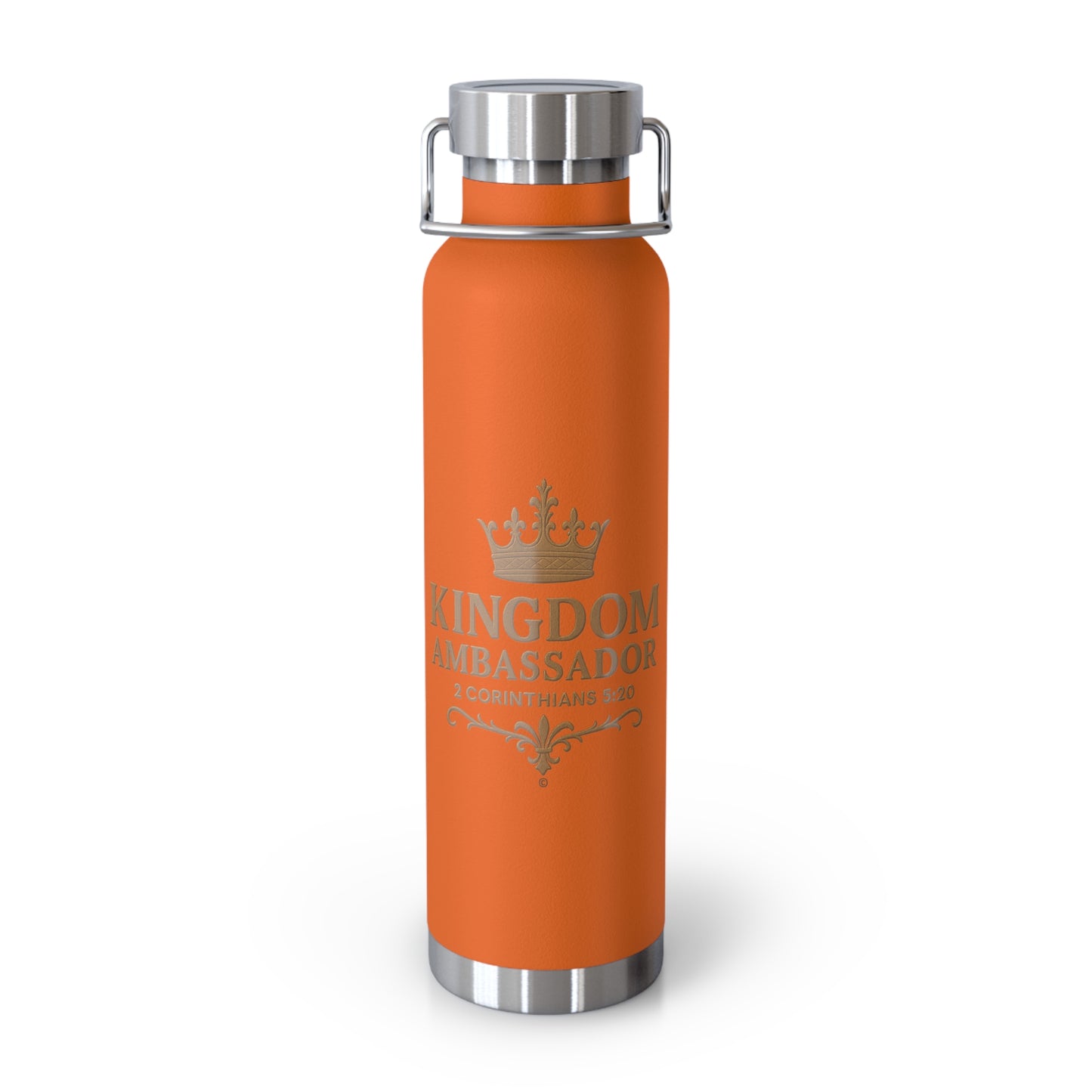 Kingdom Ambassador (Gold Lettering) Insulated Water Bottle, 22oz - Motivational Gift for Believers, Holiday, Travel, Fitness, Eco-Friendly