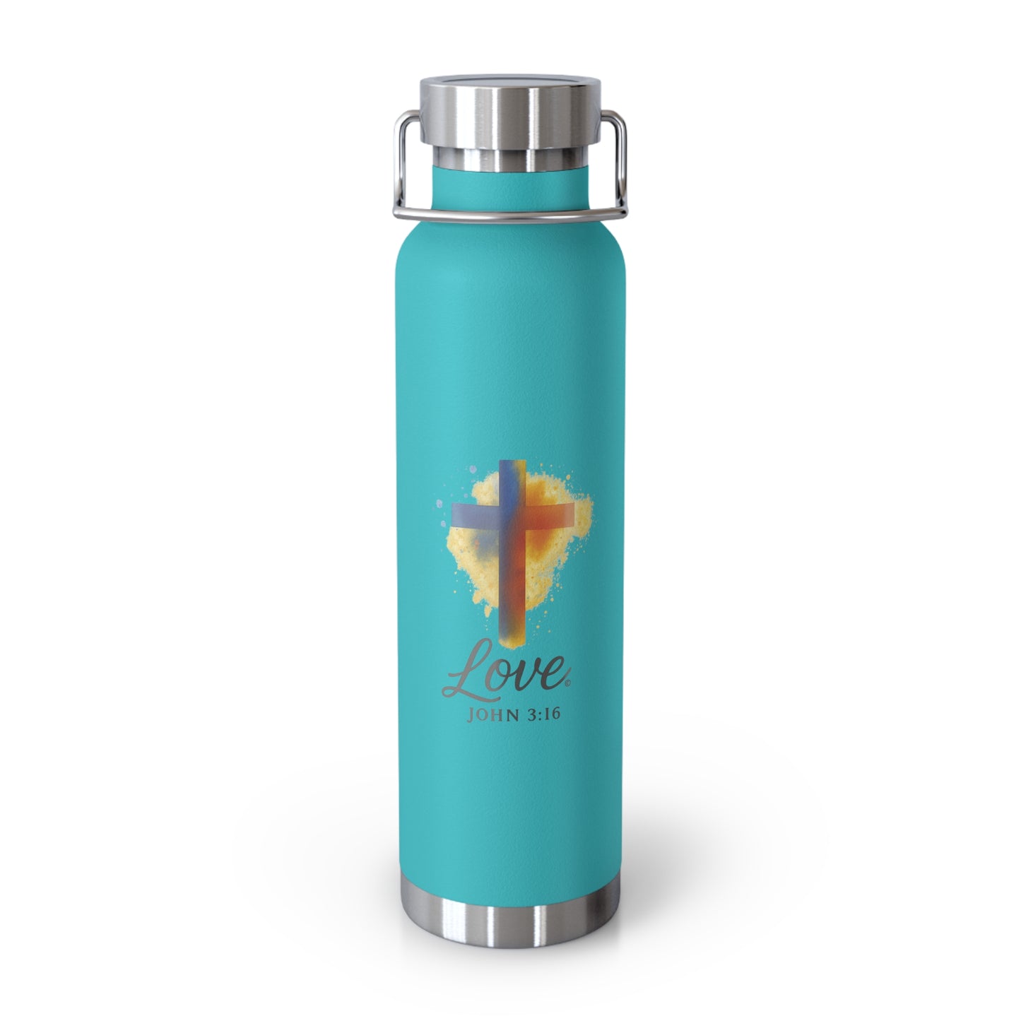 Love (Full Color) Insulated Water Bottle, Motivational Gift, Faith-Based Drinkware, Inspirational Travel Mug, Biblical Verse Bottle