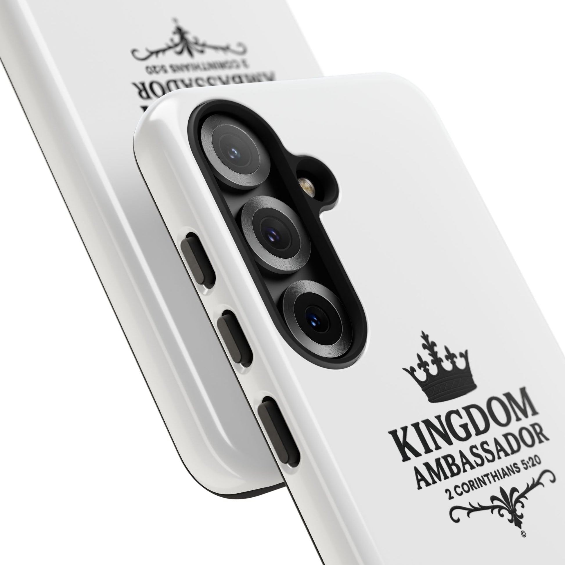 Kingdom Ambassador (Black Lettering) Rugged Phone Case, Inspirational Mobile Cover, Gift for Faith Lovers, Faith-Based Protector - Cross Apparel USA