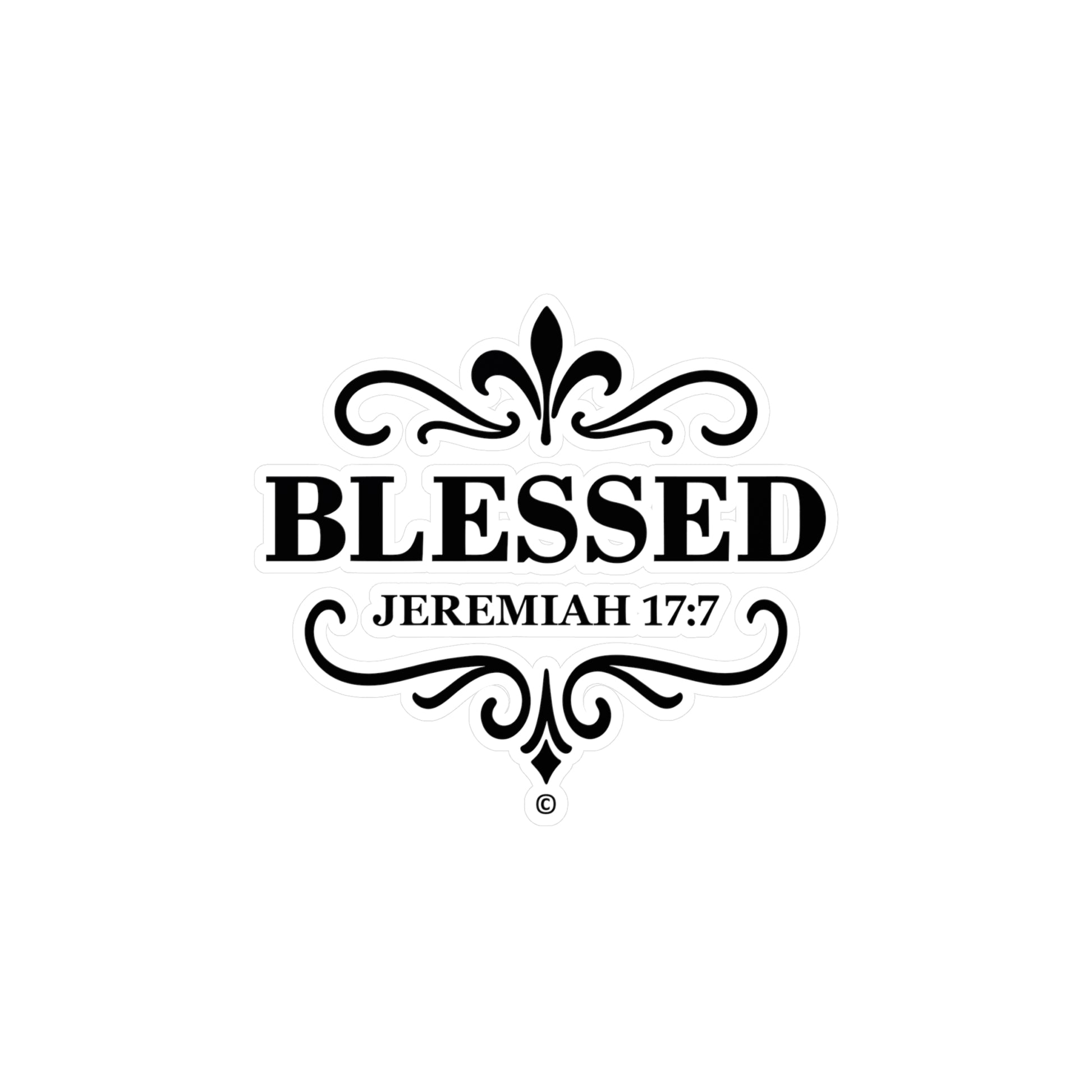 Blessed (Black Lettering) Kiss-Cut Vinyl Decals, Inspirational Wall Art, Faith-Based Gifts, Home Decor - Cross Apparel USA