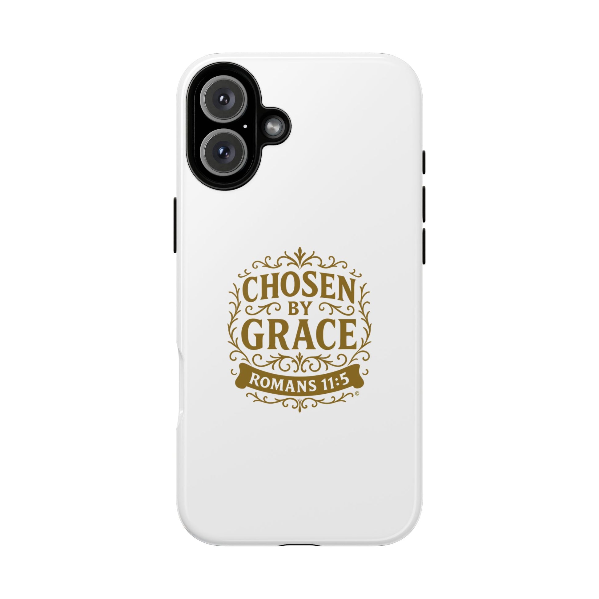 Chosen by Grace (Gold Lettering), Rugged Phone Case, Inspirational Mobile Cover, Gift for Faith Lovers, Faith-Based Protector - Cross Apparel USA