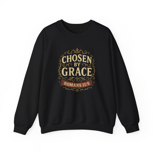 Chosen by Grace (Full Color) Unisex Crewneck Sweatshirt - Inspirational Gift, Christian Apparel, Faith-Based Fashion, Cozy Casual Wear, Bible Verse Sweatshirt