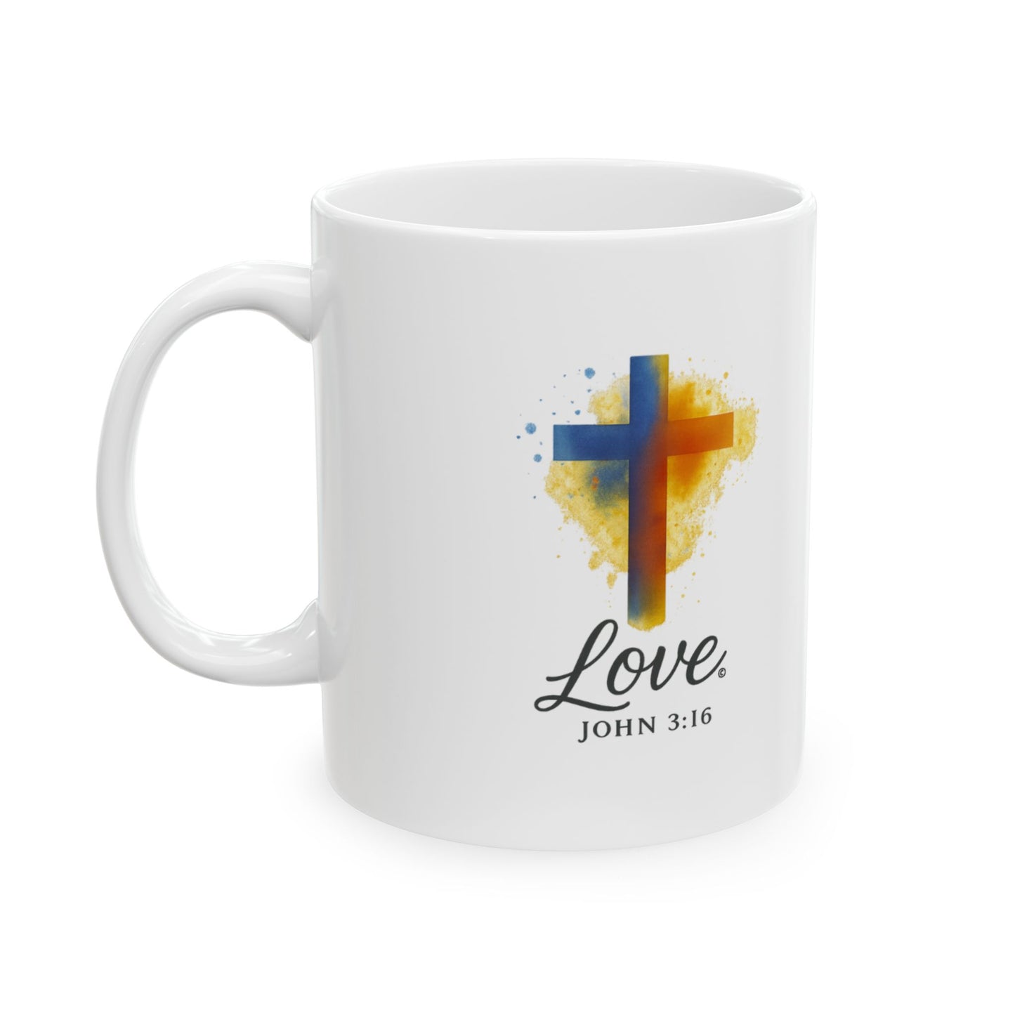 Love (Full Color) Ceramic Mug, Inspirational Gift, Coffee Cup for Faith, Gift of Believers, Devotional Drinkware (11oz, 15oz)