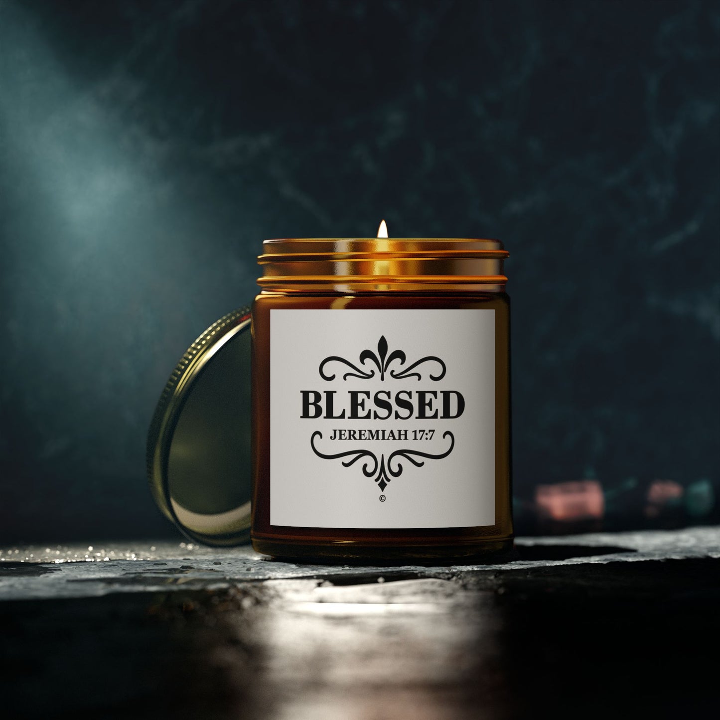 Blessed (Black Lettering) Scented Candle - Coconut Apricot Wax, Inspirational Home Decor, Relaxation, Gifts for Believers