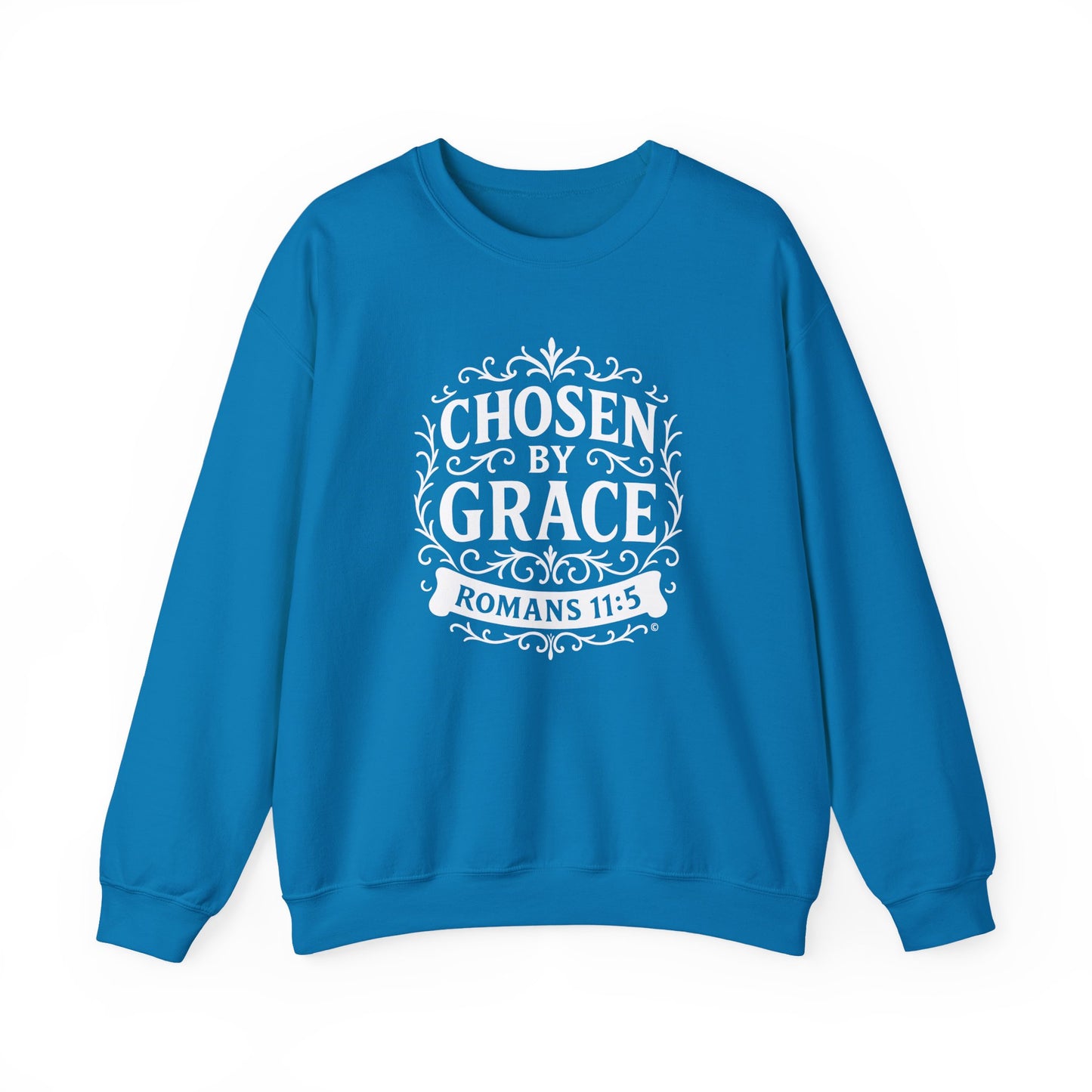 Chosen by Grace (White Lettering) Unisex Crewneck Sweatshirt - Inspirational Gift, Faith-Based Apparel, Cozy Casual Wear, Bible Verse Sweatshirt
