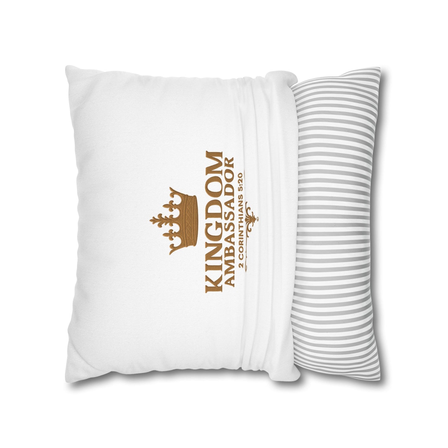 Kingdom Ambassador (Gold Lettering) Square Pillow Cover | Inspirational Home Decor | Gifts for Faith (Pillow not included)