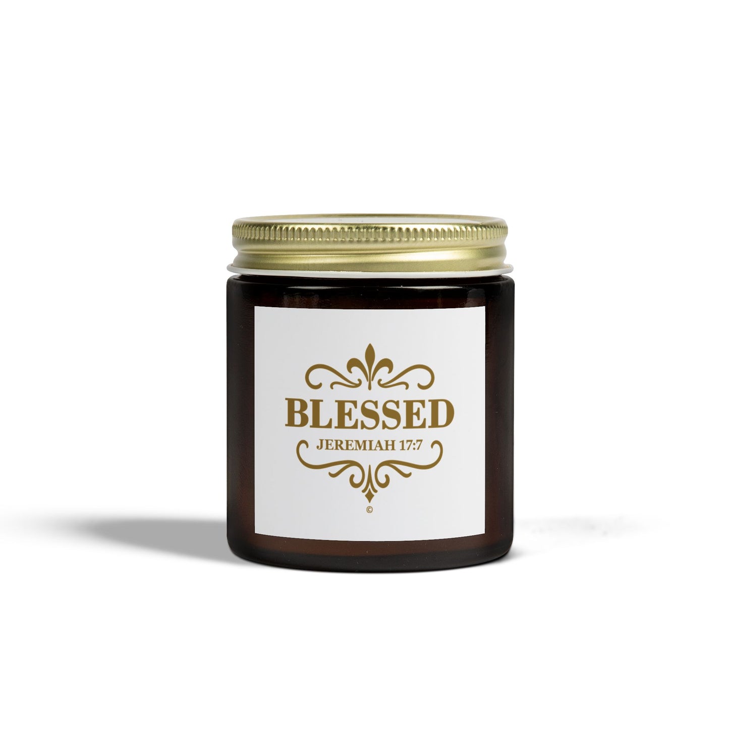 Blessed (Gold Lettering) Scented Candle - Coconut Apricot Wax, Inspirational Home Decor, Gifts for Believers, Relaxation