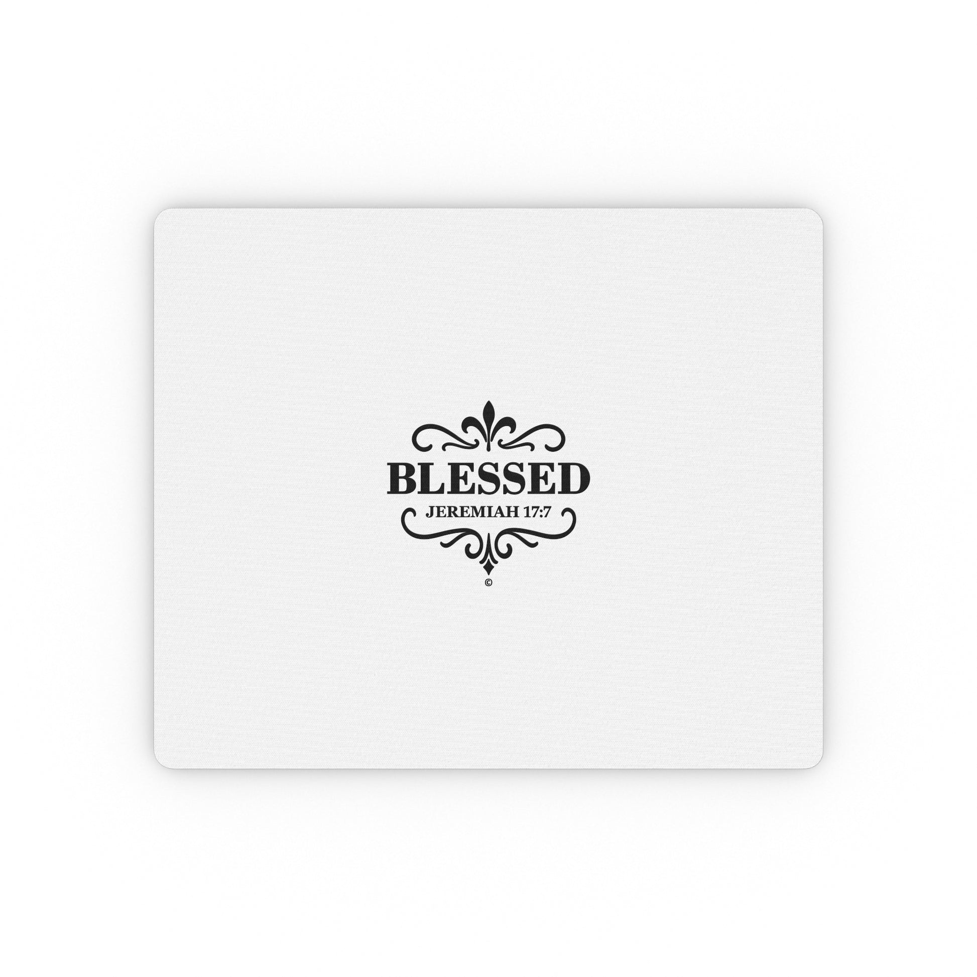 Blessed (Black Lettering) Inspirational Mouse Pad | Perfect for Office Decor, Gifts, Faith-Based Workspaces - Cross Apparel USA