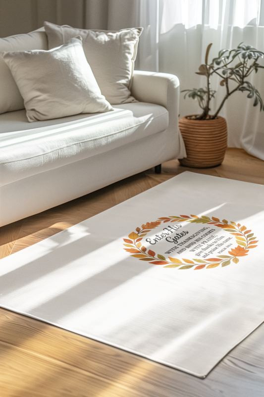 Enter His Gates with Thanksgiving, Faith-Inspired Rug, Inspirational Home Accessory