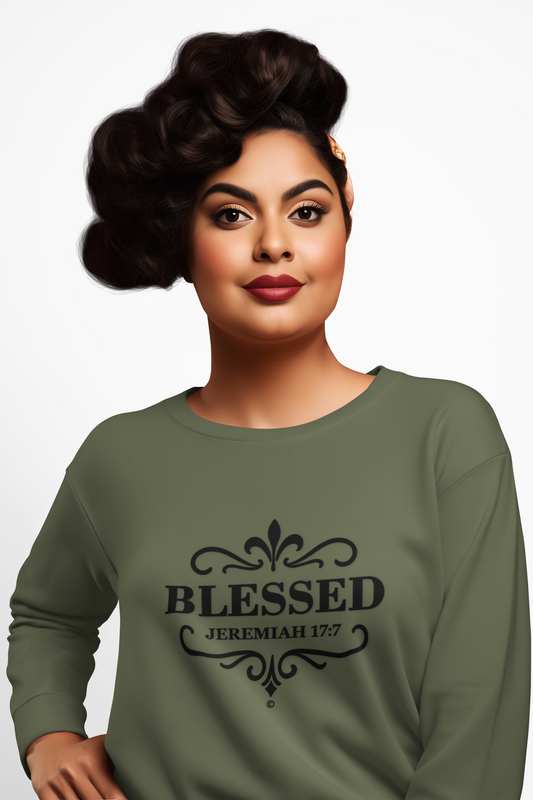 Blessed (Black Lettering) Unisex Crewneck Sweatshirt - Inspirational Apparel Clothing
